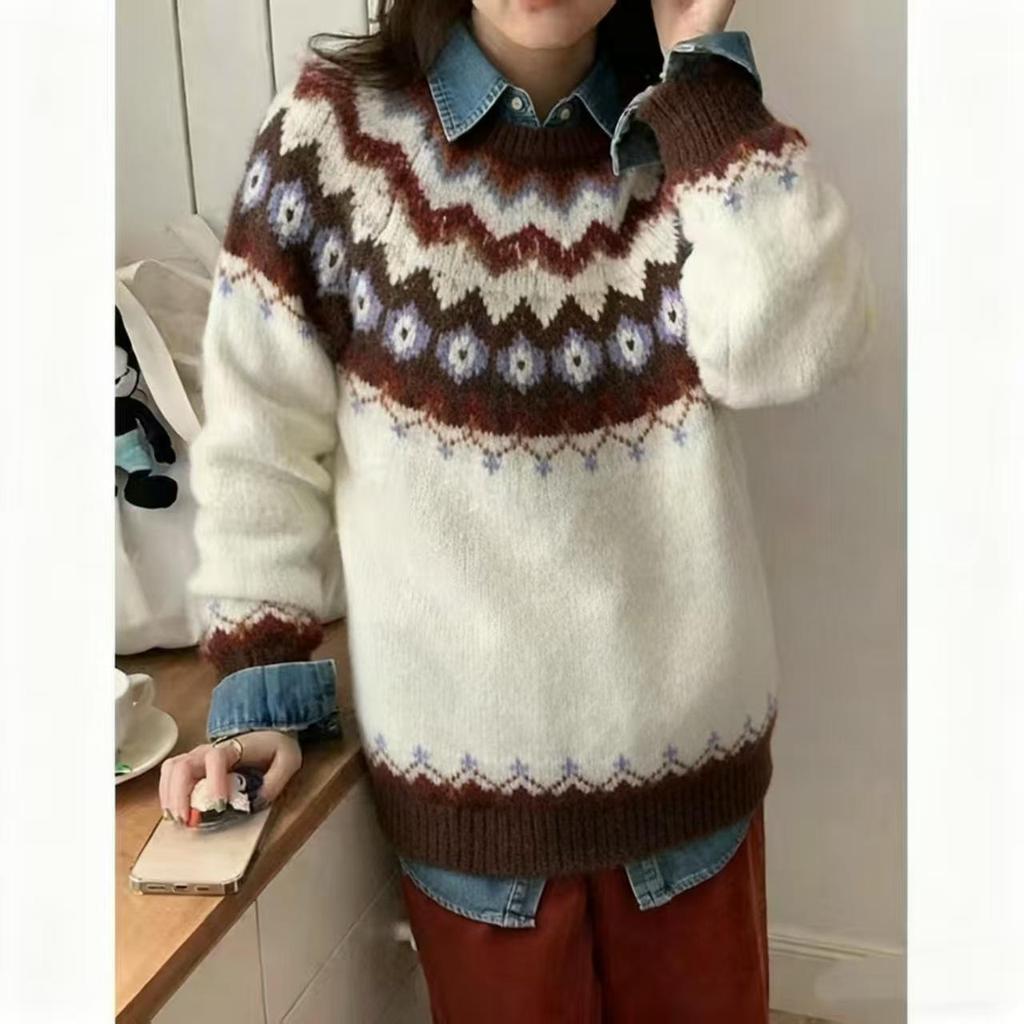 Maglione da Donna in Lavorazione Grossa Jacquard Acrilico Stile Europeo e Americano - Bestseller Autunno/Inverno