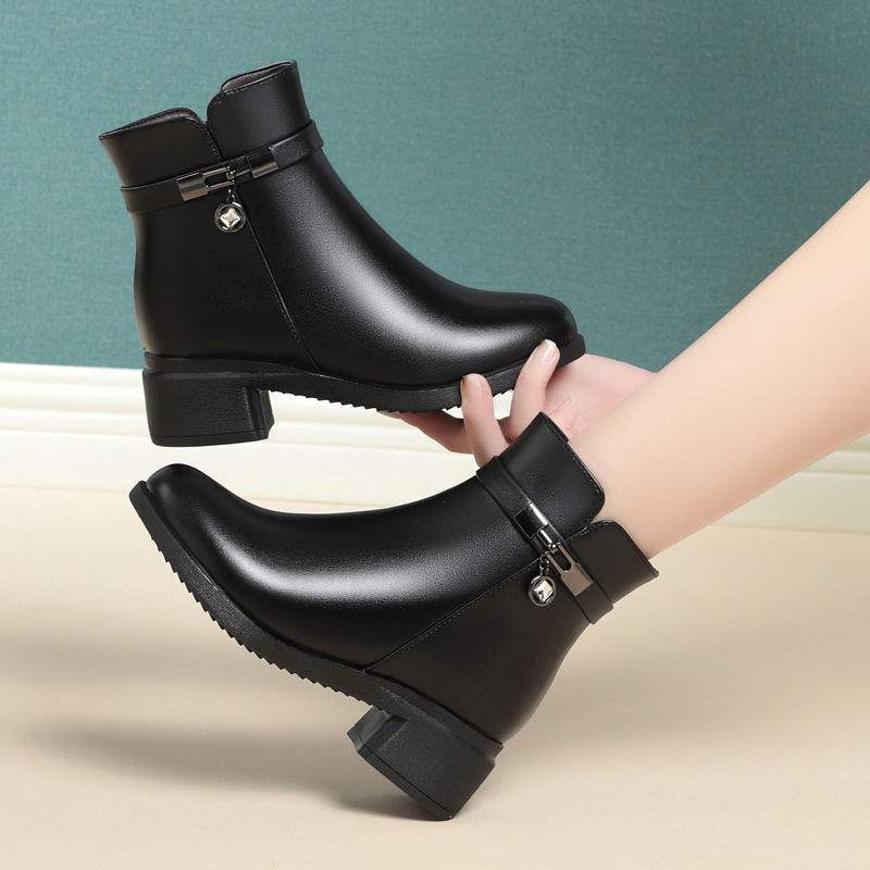 

Мягкая подошва, женские зимние бархатные ботинки на плоской подошве, теплые хлопковые туфли, обувь из шерстяной кожи для среднего и пожилого возраста, женская обувь большого размера 43