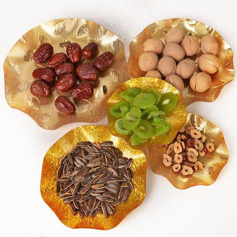 Homeglen Acrylic Golden Leaf Snack Plate Set