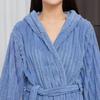 Candy Stripe Coral Fleece Hooded Bathrobe: Quick-Dry, Breathable, Skin-Friendly, and Warm.