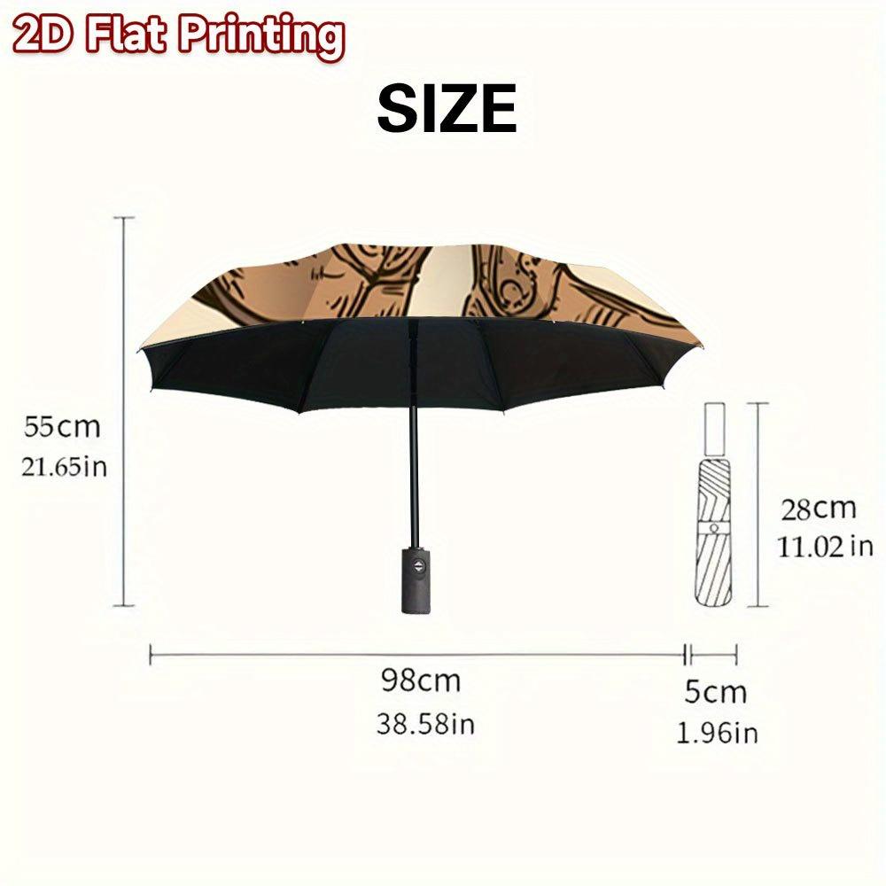 1pc Western Cowboy Hat & Boots Umbrella - Automatic Open/Close, 8-Rib Sturdy Frame, Compact Travel Umbrella with Cactus & Rope