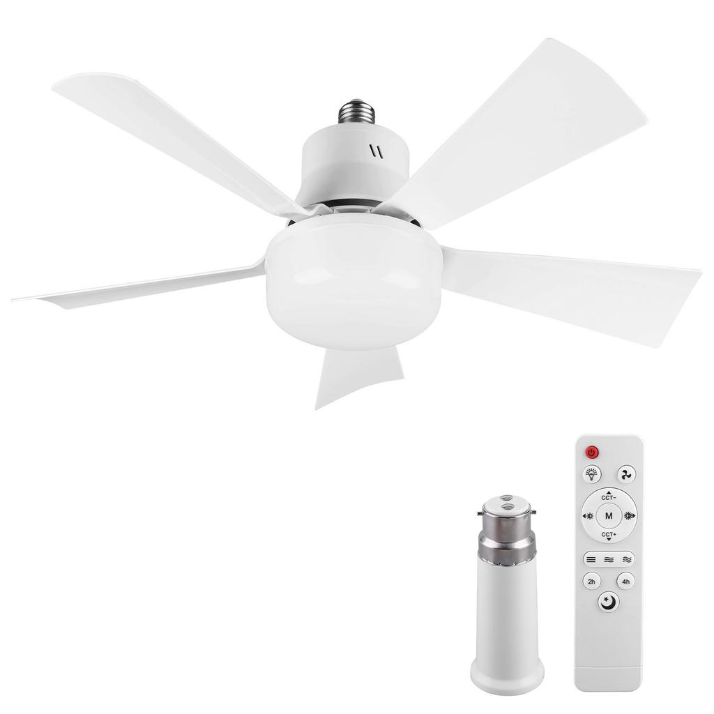 2-in-1 Screw-in Fan Lamp with Remote Control Detachable Fan 3 Speed Adjustable for Bedroom Kitchen Office Home for Living Room