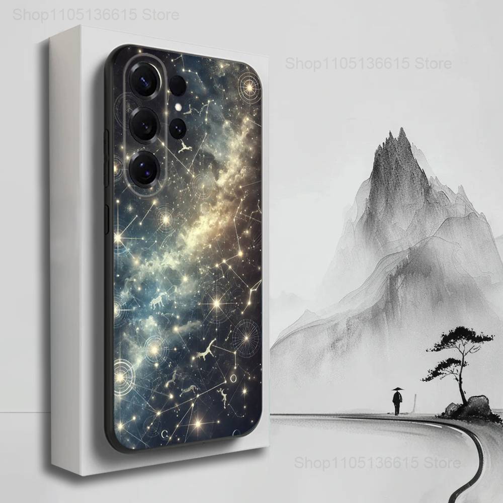 Twelve Constellations Art Case For Samsung S22,S25,S24,S23,Ultra,FE,S20,S10,Plus,S21,S9,Lite,Soft Silicone Black