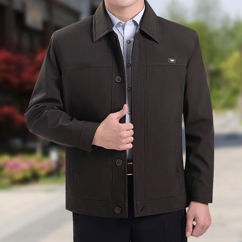 Autumn jacket autumn and winter men's jacket fleece thickened in the elderly
