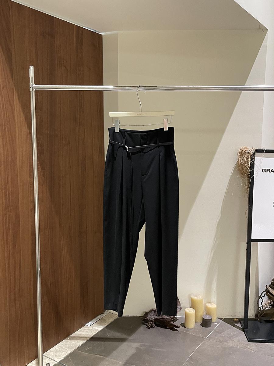 Spring High-Waisted Tapered Casual Trousers with Belt - No Returns/Exchanges L