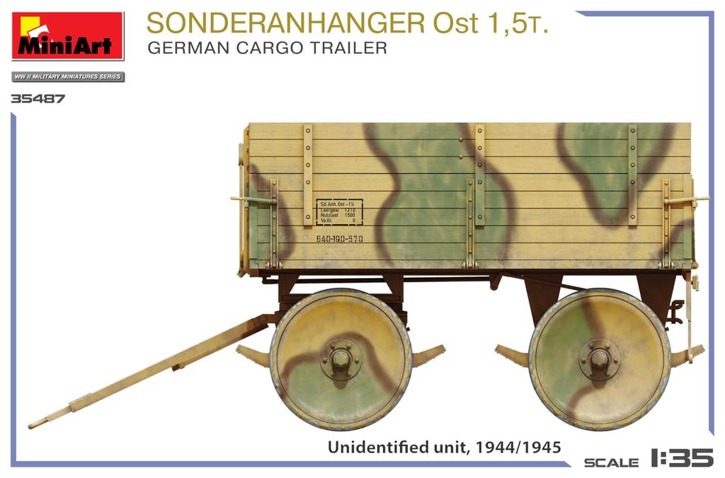 Miniart Scale Sonderlan Hangar Ost German Cargo Trailer Plastic Model Kit MA35487 1/35 1.5-Ton (Truck)