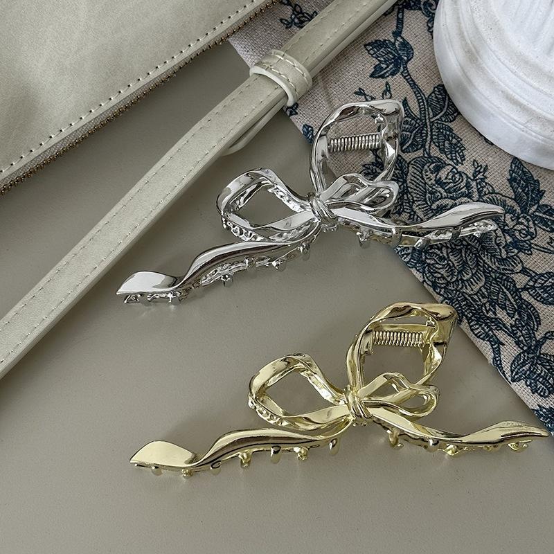 New Metal Bow Strap Hair Clips Women Y2k Geometric High Ponytail Grip Korean Hairpin Grab Cawl Clips Girls Hair Accessories