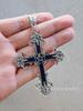 Pentagram Carved Cross necklace,Gothic jewelry,Inverted cross,Large Cross,Vintage,Witch jewelry,pagan,alternative,mystery,Choker
