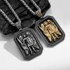 Archangel Michael Cross Shield Prayer Tag Titanium Stainless Steel Pendant Men's Amulet Necklace Jewelry Accessory