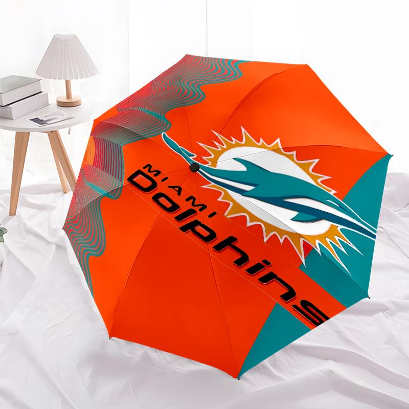 Printed Miami Dolphins logo Folding Umbrella,Outdoor,Leisure,And Travel Umbrella,Durable Umbrella Fabric,Birthday And Holiday Gift