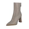 Sexy shining rhinestone super high heel short boots fashion boots new pointed side zipper slim boots Martin boots