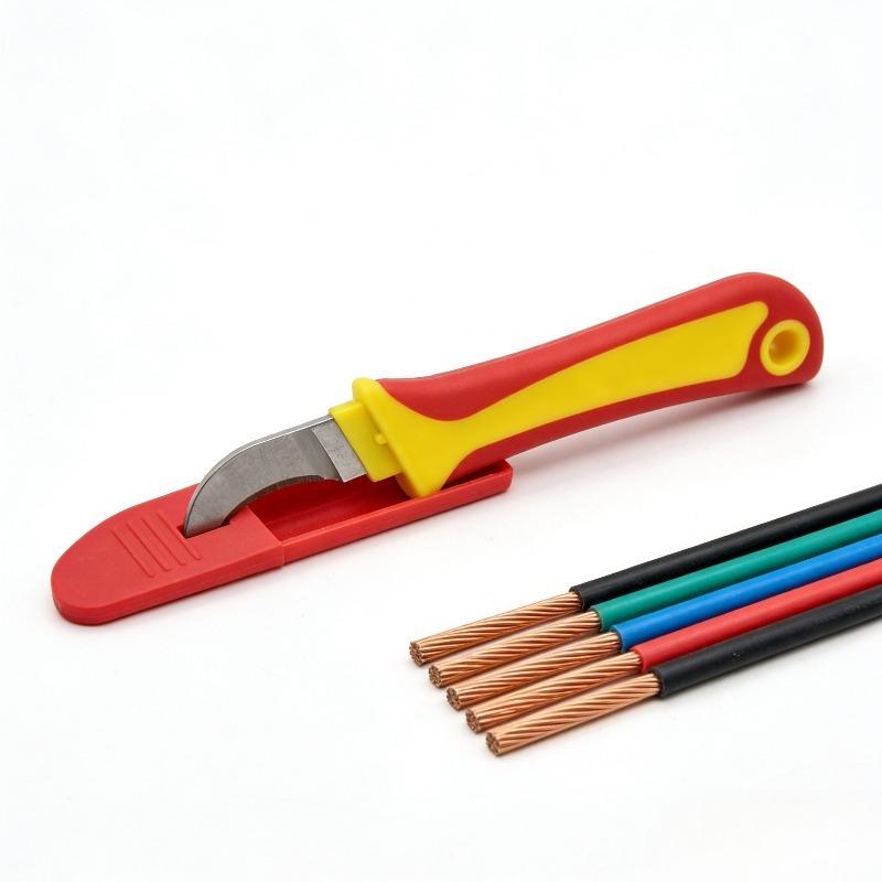 Electrician Knife Insulated Cable Stripping Snips Straight Curved Hook Fixed Blade Wire Stripper Peeling Hand Tool
