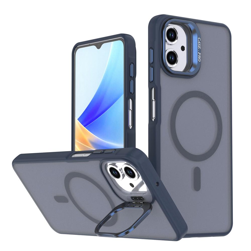 KEYSION Lens Stand Magnetic Phone Case for MagSafe for Samsung A07 4G Matte Translucent Shockproof Cover for Galaxy A06 4G 5G