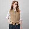 Women's 100% Wool Mock Neck Two-Way Zipper Knitted Vest