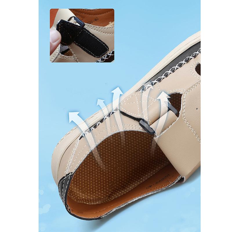 New Anti-collision Toe Men's Sandals Hot-selling Leather Beach Shoes Comfortable Roma Footwear Male Casual Summer Flats Sandaly