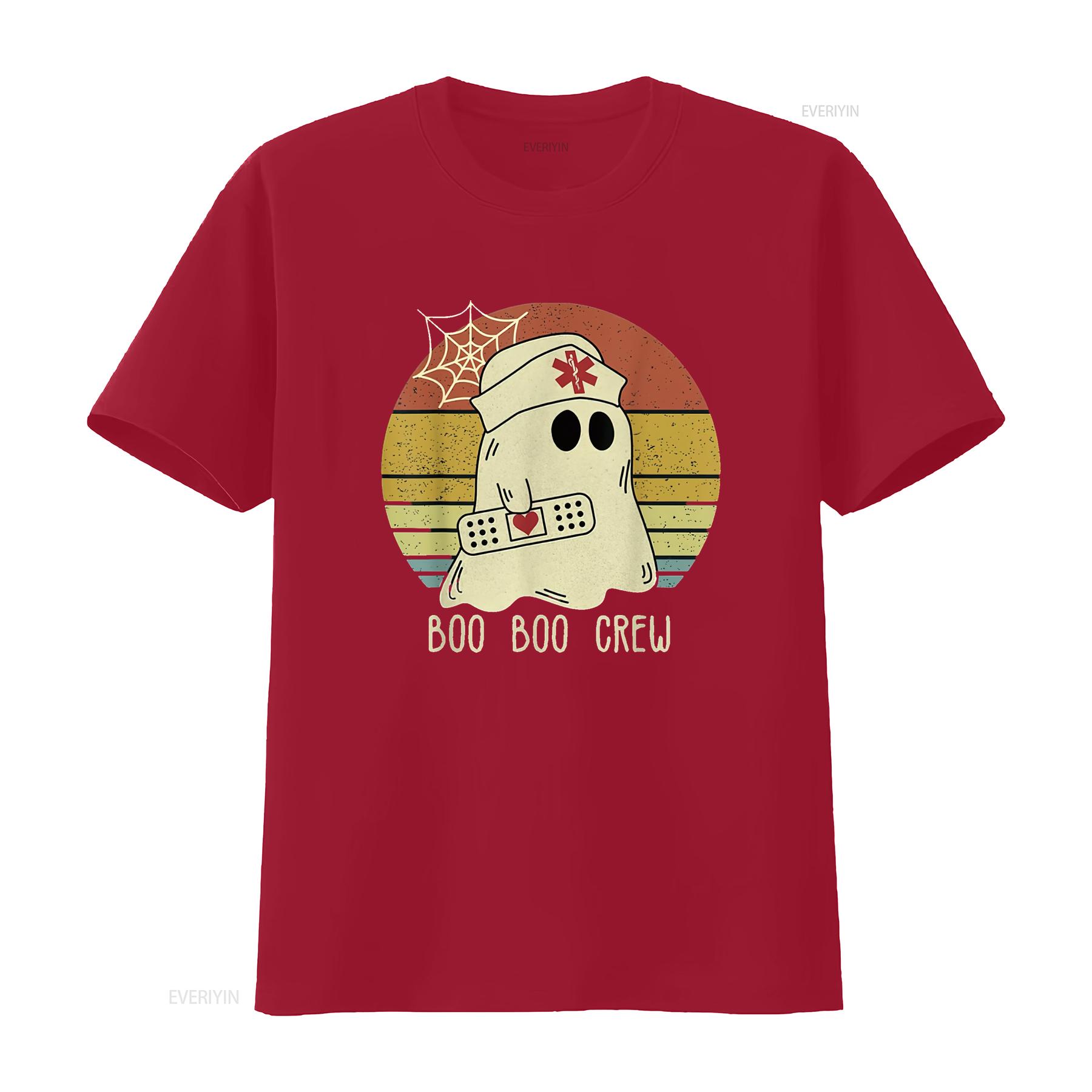 

Boo Crew Nurse T Shirt Halloween f Cool for Women Perfect Summer Wear vintage Washed designer clothes Versatile Unisex S
