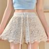 Women's Summer High-Waist Lace Sports Shorts - Casual, Loose, A-line, Wide-Leg, Three-Quarter Pants