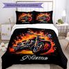 Motorcycle Customize Your Name Bedding Set Breathable Duvet Cover With Pillowcases Decorative Bed Linen For Bedroom Home Decoration Birthday Gift