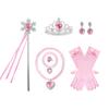 Frozen Princess Love Necklace Set Princess Jewelry, Children's Peach Heart with Diamond Snowflake Magic Wand