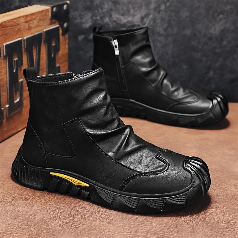Men Boots Shoes Casual Shoes Classics Ankle Boots High Slip on Office Ventilate Versatile Motorcycle Boots Men Casual Sneakers