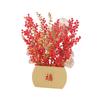 Artificial Flower Blessing Bucket Red Fruit Gold Leaves Potted Plant Tabletop Arrangement for Spring Festival Home Decor
