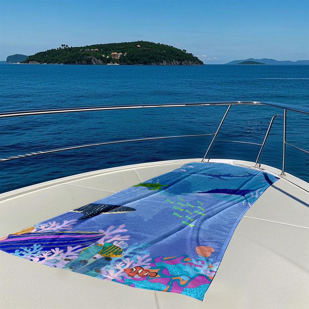 Cute Ocean Party Quick Drying Bath Towel Microfiber Beach Towel Light Weight Swimming Camping Yoga Beach Out
