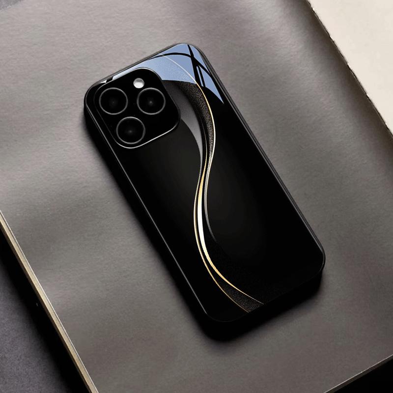 Business Gold-black Texture Phone Case for Iphone 17 Pro Max Cover Built-in Glass for iPhone 17 16 15 14 13 12 Pm Pro Plus