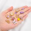 2pcs Stainless Steel 304 Multi-Design Enamel Pendant Lavender Purple Series For DIY Necklace Earrings Jewelry Findings Accessory