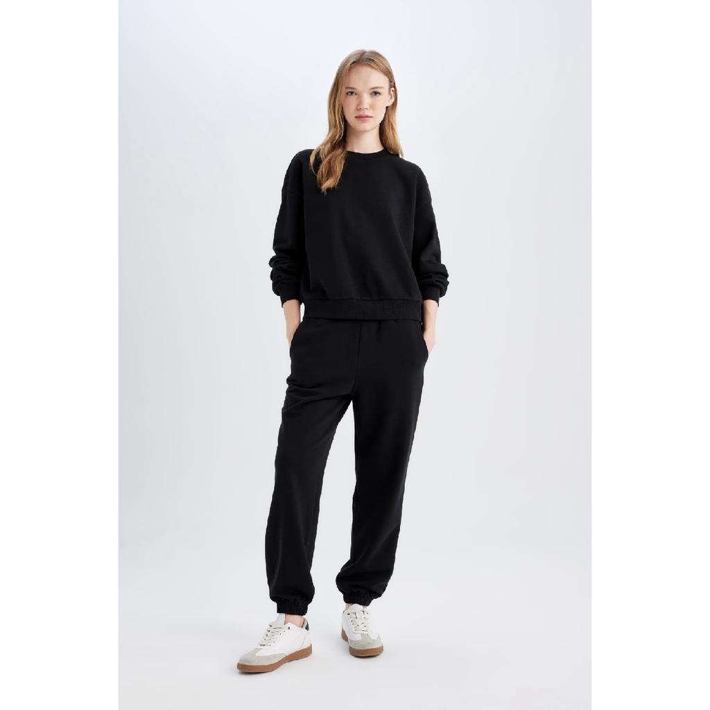 Normální střih Basic Silný fleece Uvnitř Crew Výstřih Pružný pas Bavlna Tepláková souprava D8022axns