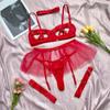 Aduloty Summer Women's Sexy Lingerie Underwire Bra Lace Stitching Garter Leg Ring Thin Section Temptation Erotic Underwear Set