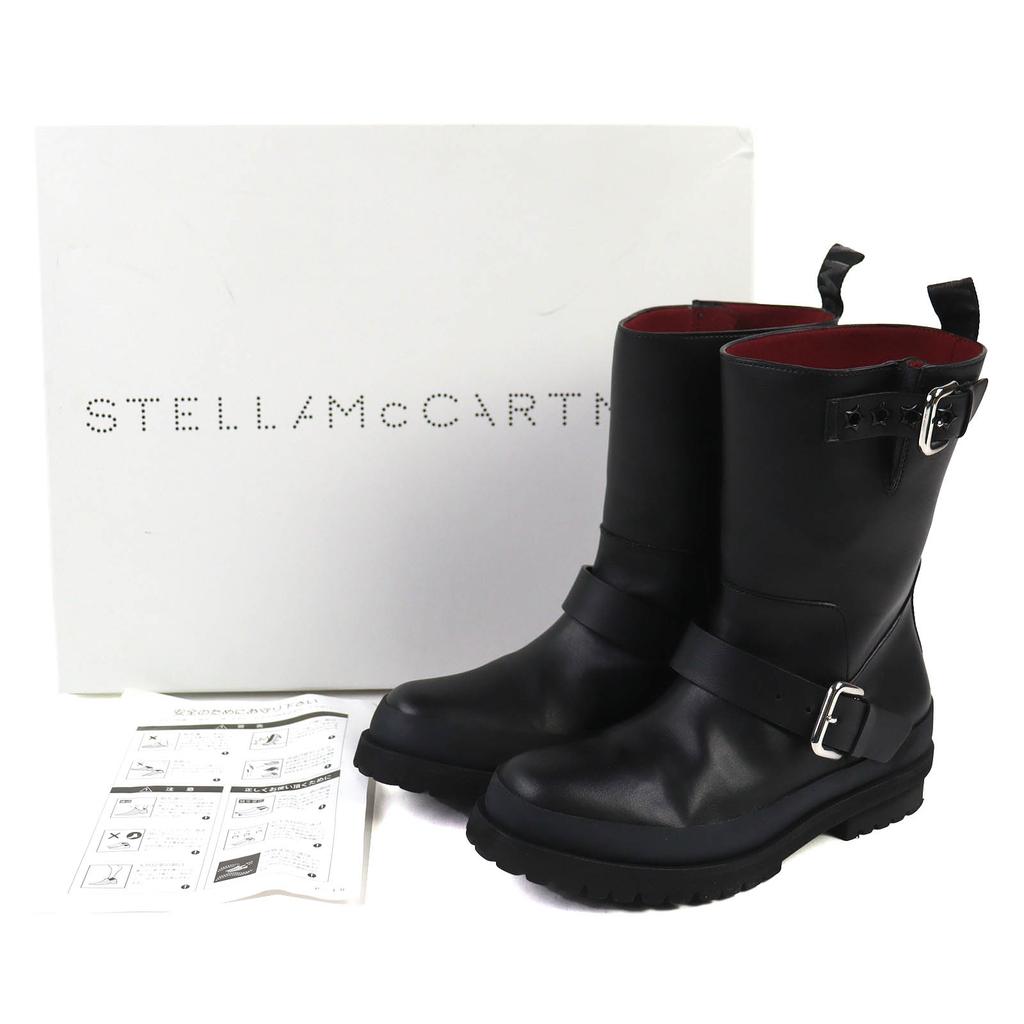 Great Stella McCartney Trace buckle strap biker boots Logo VEGEA Leather 36 Used
