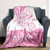Pink Cheer Megaphones With Stars And Cheer On A Glittery Background Throw Personalized Blanket Customize Text Durable Comfort Great For Sofa Couch