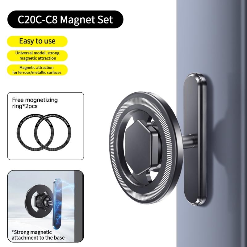 Magnetic Base Phone Mount Bracket Universal for Most Mobile Phone Rotating Aluminum Stand Holder for GYM Metal Surfaces