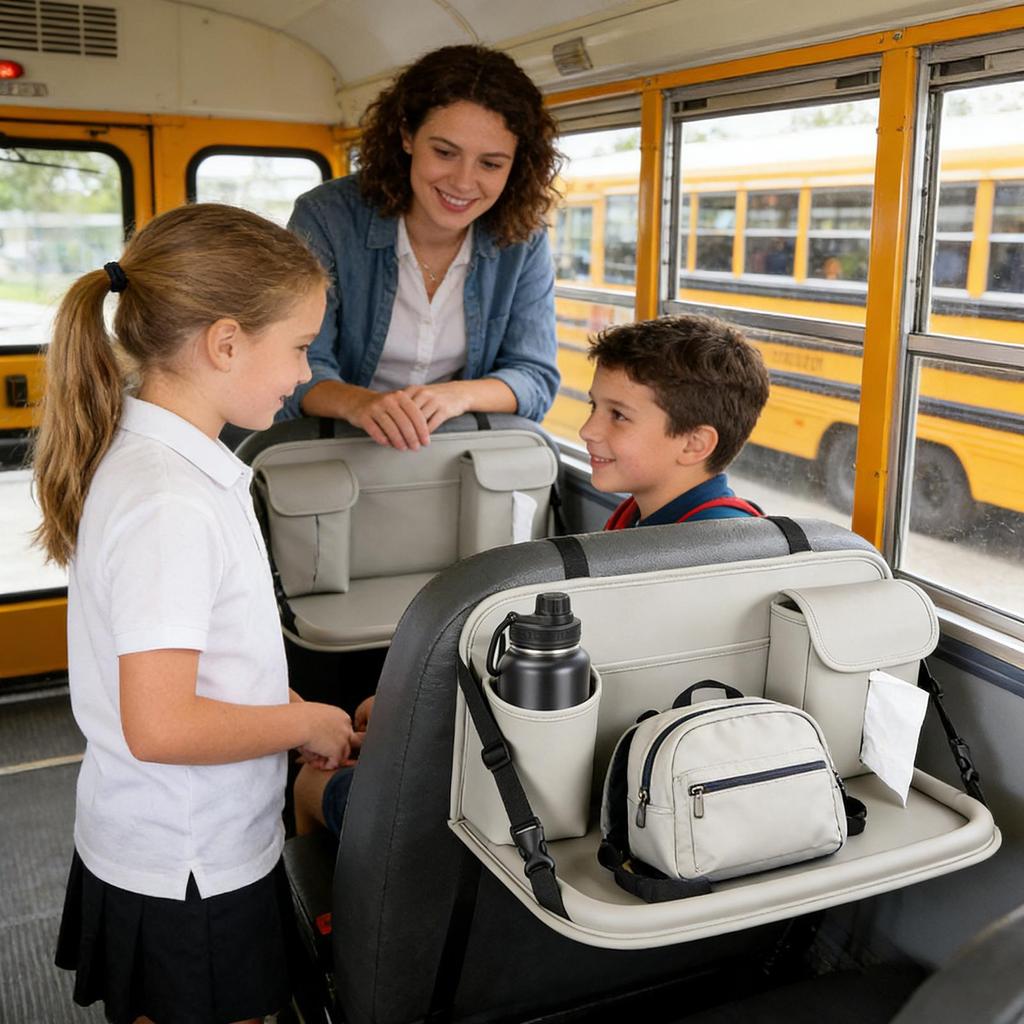 Backseat Car Organizer PU Leather Foldable Multifunctional Auto Accessories Car Table Tray For Vehicle Truck SUV Van Door Road