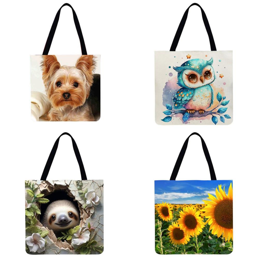 

Симпатичная собака с принтом на плече Сумка для покупок Повседневная большая сумка-тоут (40 * 40 см)