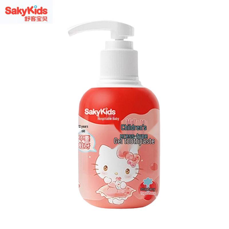 Shuke Hello Kitty Kids Press-Type Gel Toothpaste, Strawberry Yogurt, 150g