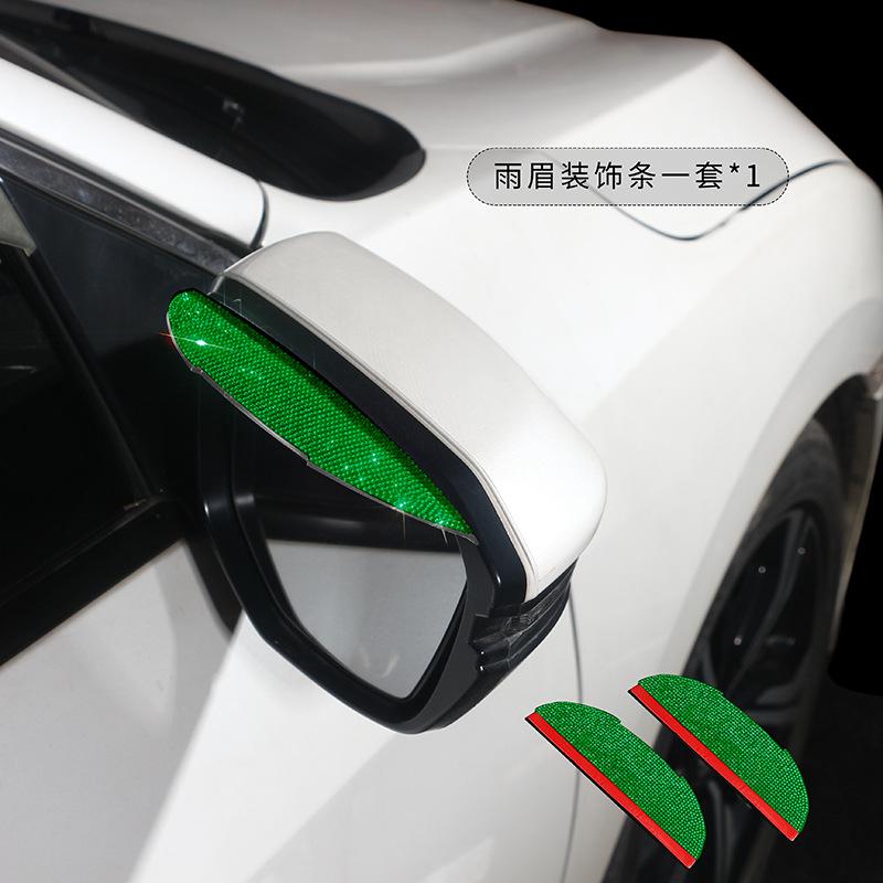 2 Car Side Rear View Mirror Rain Eyebrow Visor Bling Rhinestones Look Sun Shade Snow Guard Weather Shield Cover Auto Accessories