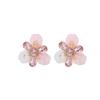 2026 Floral Earrings Women Handwoven Multi-Layer Petal Design With Full Rhinestone Accents Sterling Post