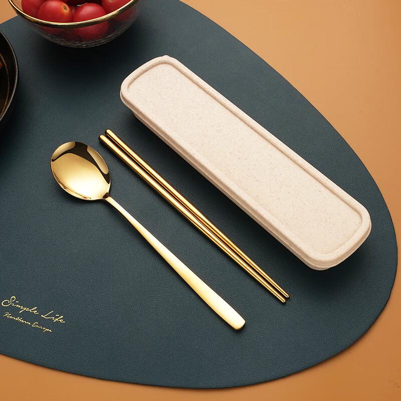 Zhaoran Portable Student Stainless Steel Chopsticks & Fork Set