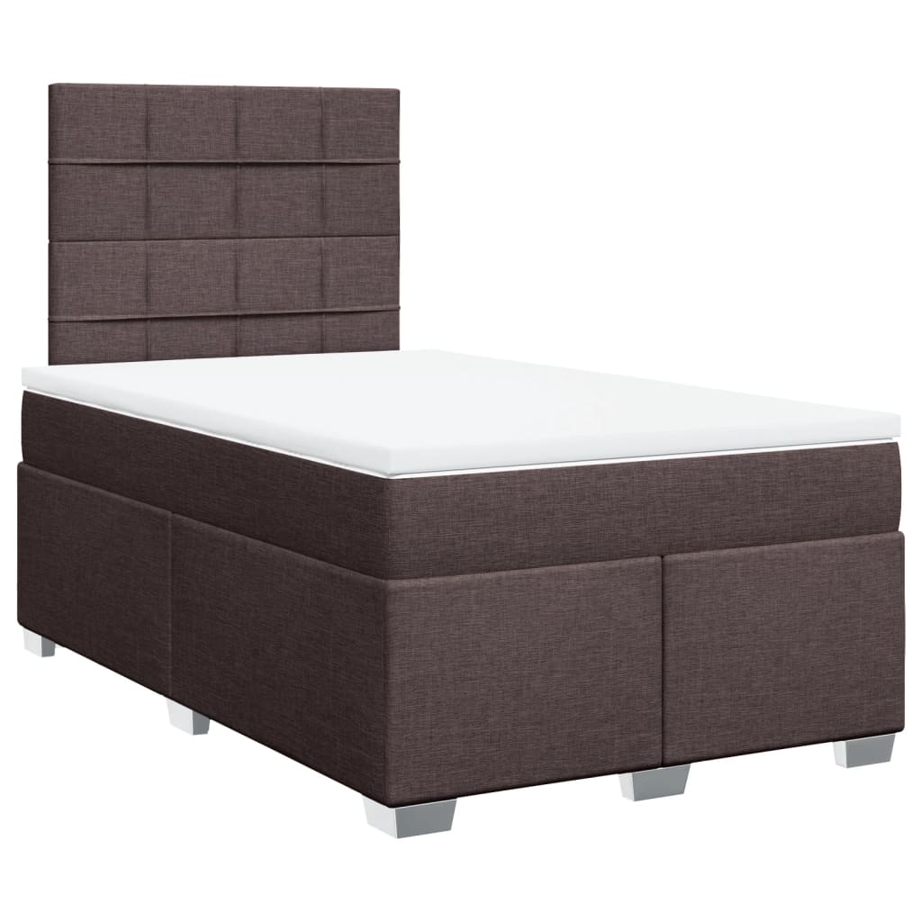 Box Spring Bed with Mattress Dark Brown 120x200 cm Fabric