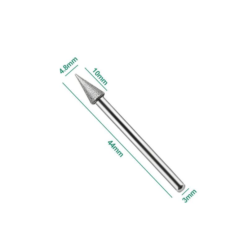 3MM Grinding Rods Mini Diamond Drill Grinding Head Milling Cutter Needle Engraving Carving Polishing Glass Jade Stone Drill Bit