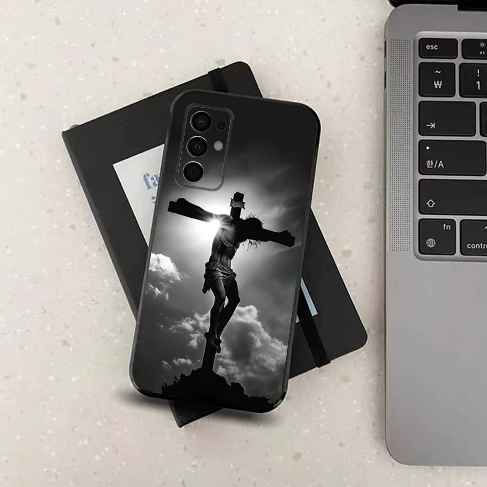 Christian Faith Jesus Case For Samsung Galaxy A73,52,71,53,32,72,41,J7,22,Note,31,8,9,Soft Black Silicone Cover