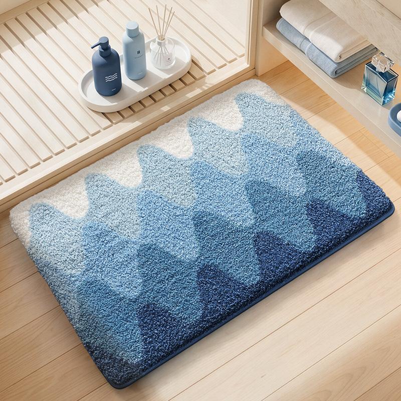 Thickened Absorbent Bathroom Mat Non Slip Shower Floor Rug Soft Plush Toilet Foot Pad for Home Washroom Restroom Decor Carpet