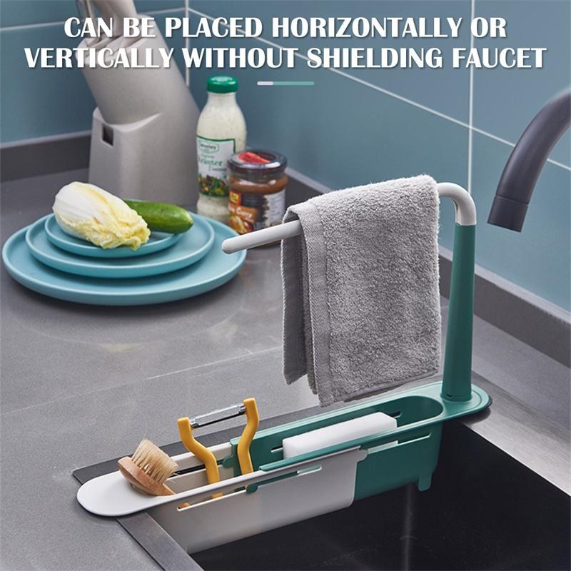 Kitchen Sinks Organizer Telescopic Sink Shelf Soap Sponge Storage Rack Adjustable Drain Rack Storage Basket Kitchen Accessories