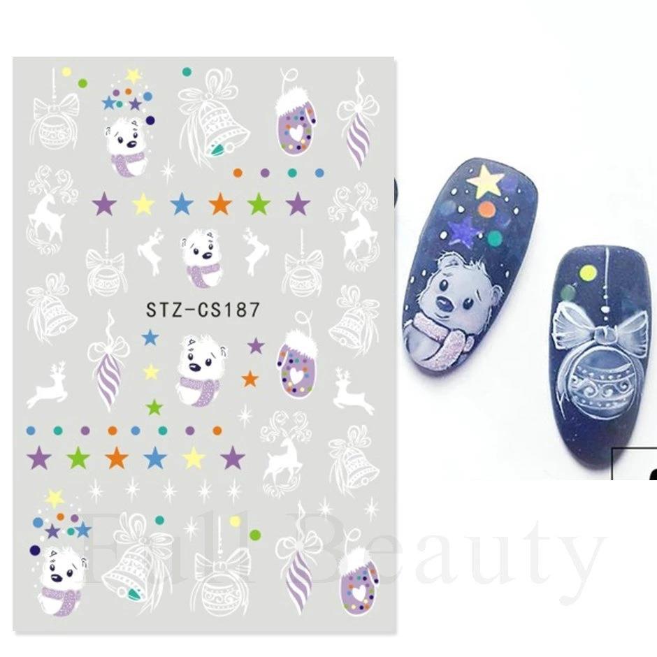 Source Nail Art Stickers, Christmas Gingerbread Man Snowflake Bow Light Strip Snowman Cartoon Nail Stickers