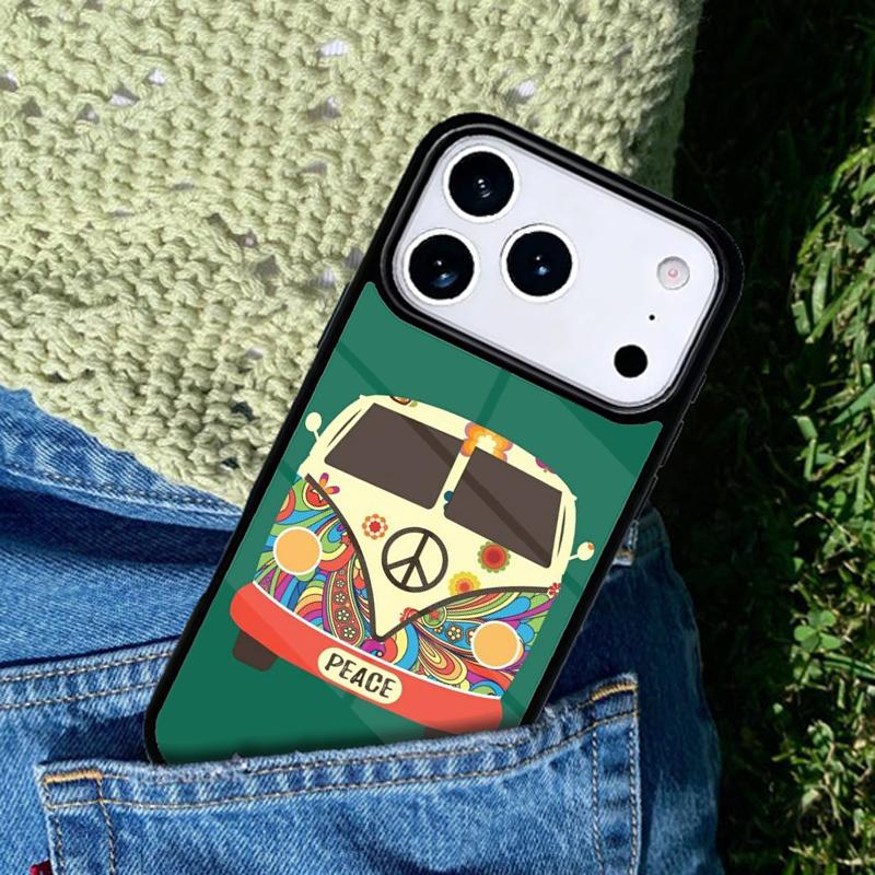 Hippy Peace Bus Cat phone case cover Compatible with for IPhone 17air 16e 15 14 13 12 11Pro Max 17 Air iPhone 16