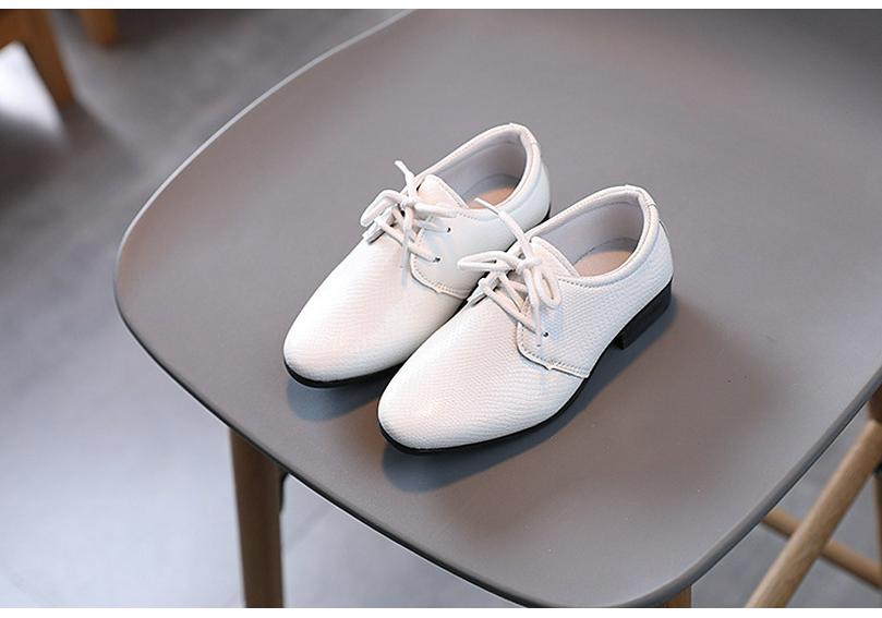 Boys' British Style Leather Lace-up Shoes - Spring/Autumn 2023, Black Performance for Students