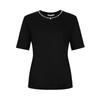 JUZUI Women's Pearl Round Neck Short Sleeve T-shirt