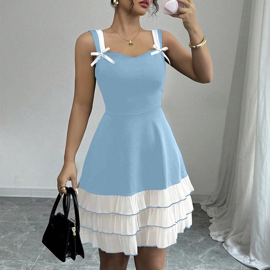 Women's Summer New Arrivals Strappy Dress Colorful Layered Cake Dress