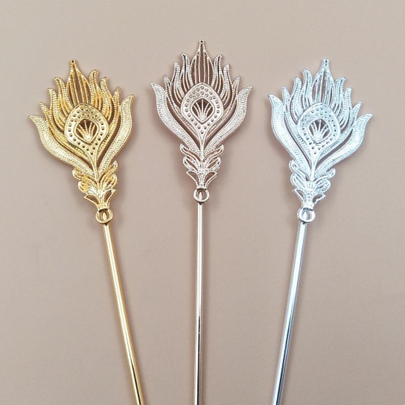 10 Pieces Alloy Phoenix Feather Welding 163*3.3Mm Iron Hair Stick Diy Jewelry Accessories